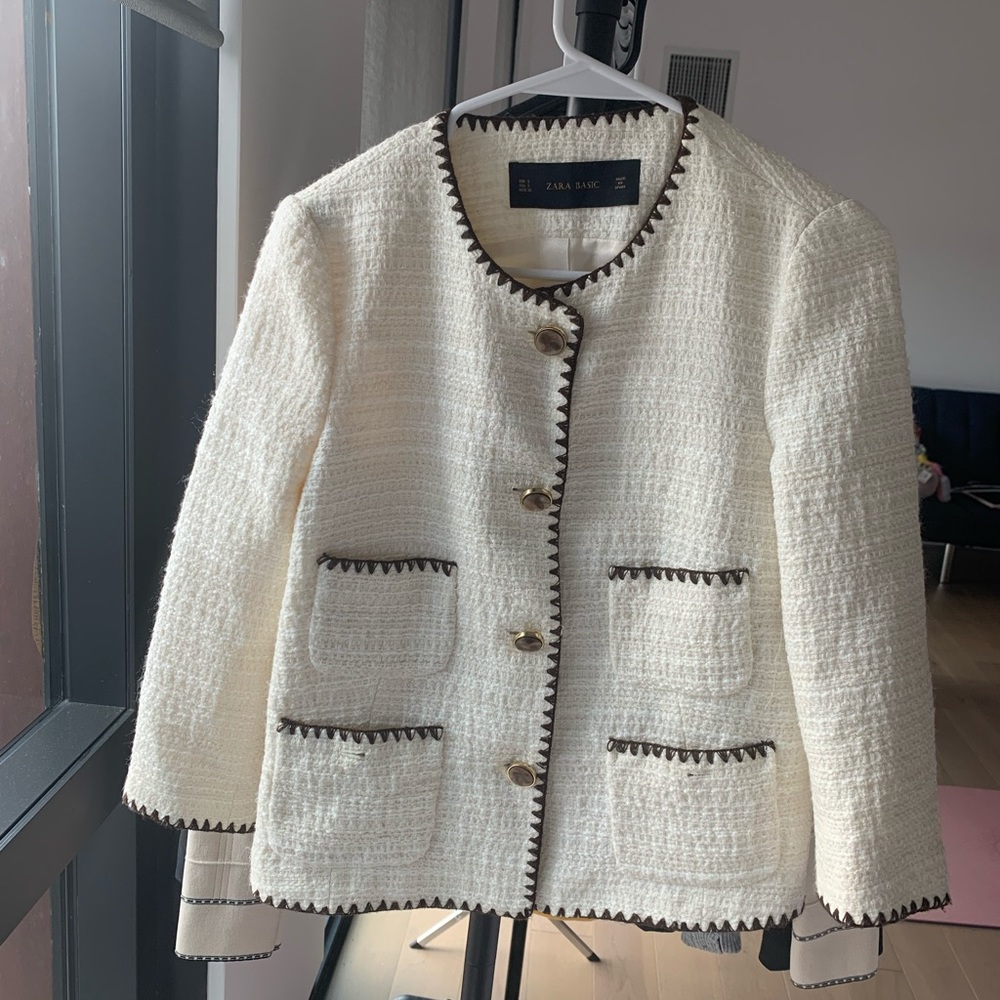 Zara tweed white jacket in size Small